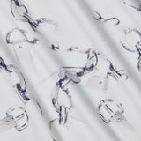 Close-up of fabric with black and white pattern