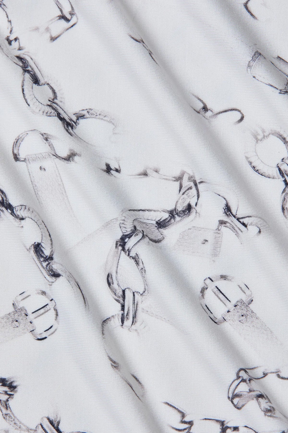 Close-up of fabric with black and white pattern