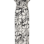 black and white printed jumpsuit on white background 