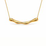 A gold wavy bar necklace on a delicate gold chain, presented against a clean white background.