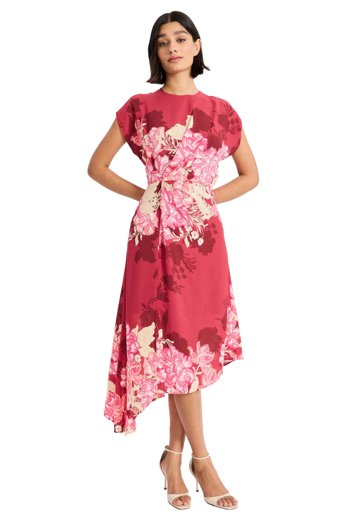 Short Sleeve Asymmetrical Hem Midi Dress – French Cuff Boutique