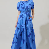 Blue Floral Tiered Maxi