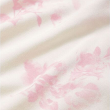 Close-up of a soft fabric with pink floral patterns on a white background