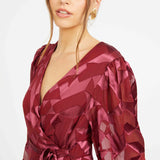 London Gown in Cabernet Silk Geo Burnout