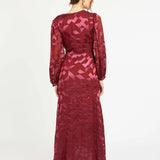 London Gown in Cabernet Silk Geo Burnout