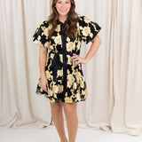 Floral Lace Waist Tie Dress