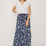 Rails Marulo midi skirt with blue floral pattern and flowing shape