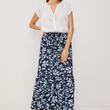 Rails Marulo midi skirt with blue floral pattern and flowing shape