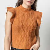 Flutter Sleeve Mock Neck Sweater