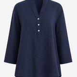 Band Collar High Low 3/4 Sleeve Top