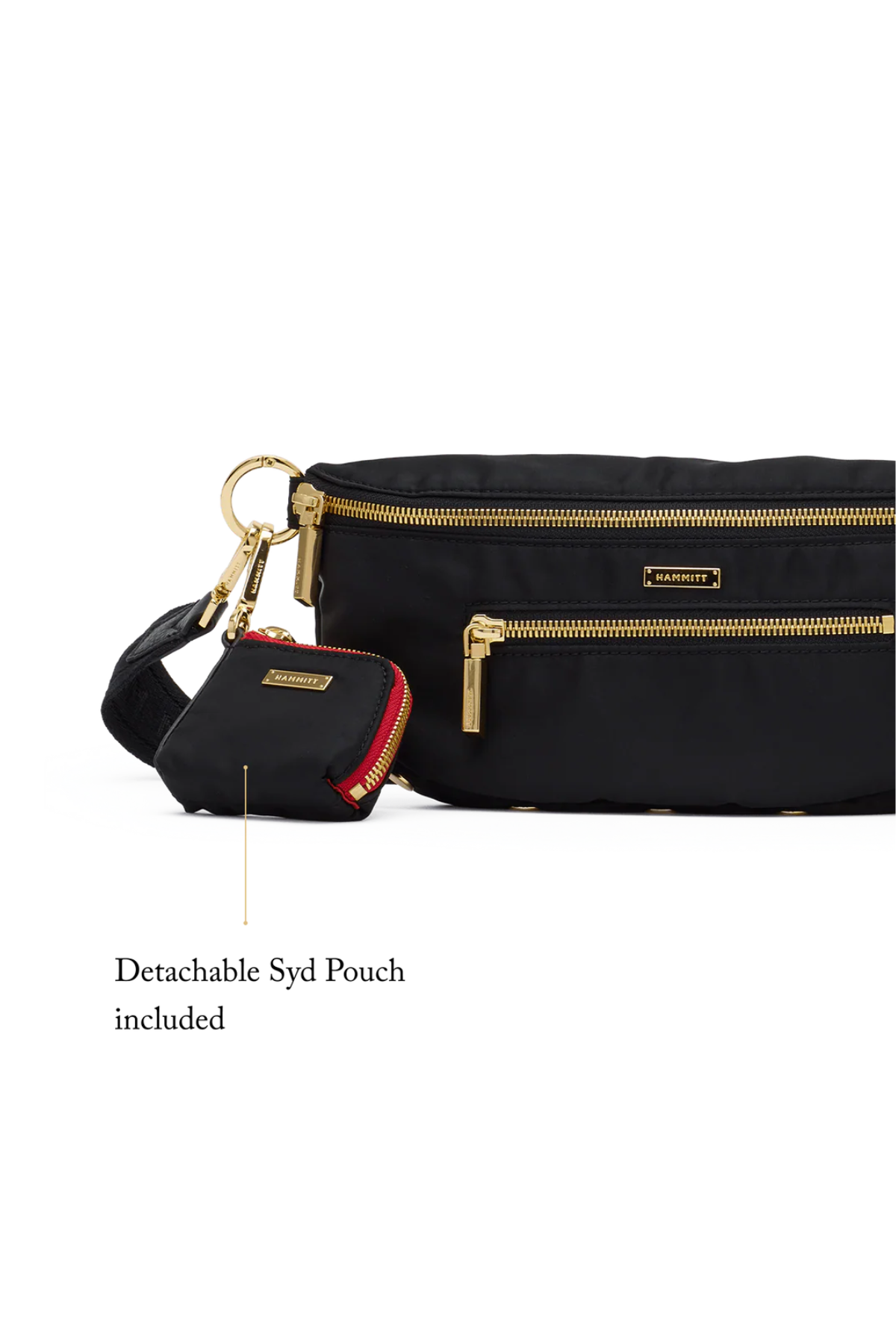 Black crossbody bag and coin pouch on white background.