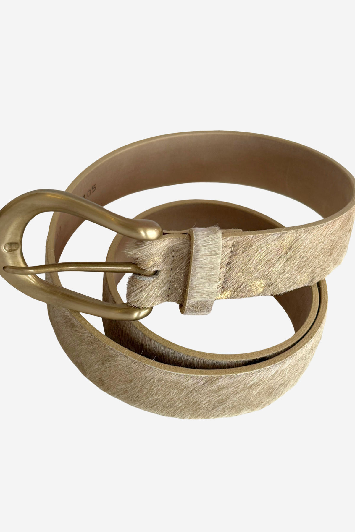 Cowhide belt on white background.