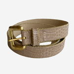 crocodile belt on plain white background