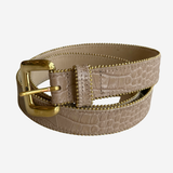 crocodile belt on plain white background