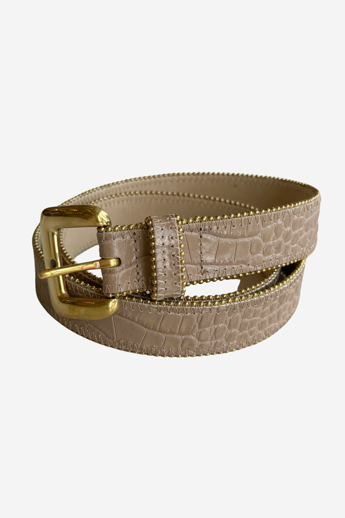 crocodile belt on plain white background