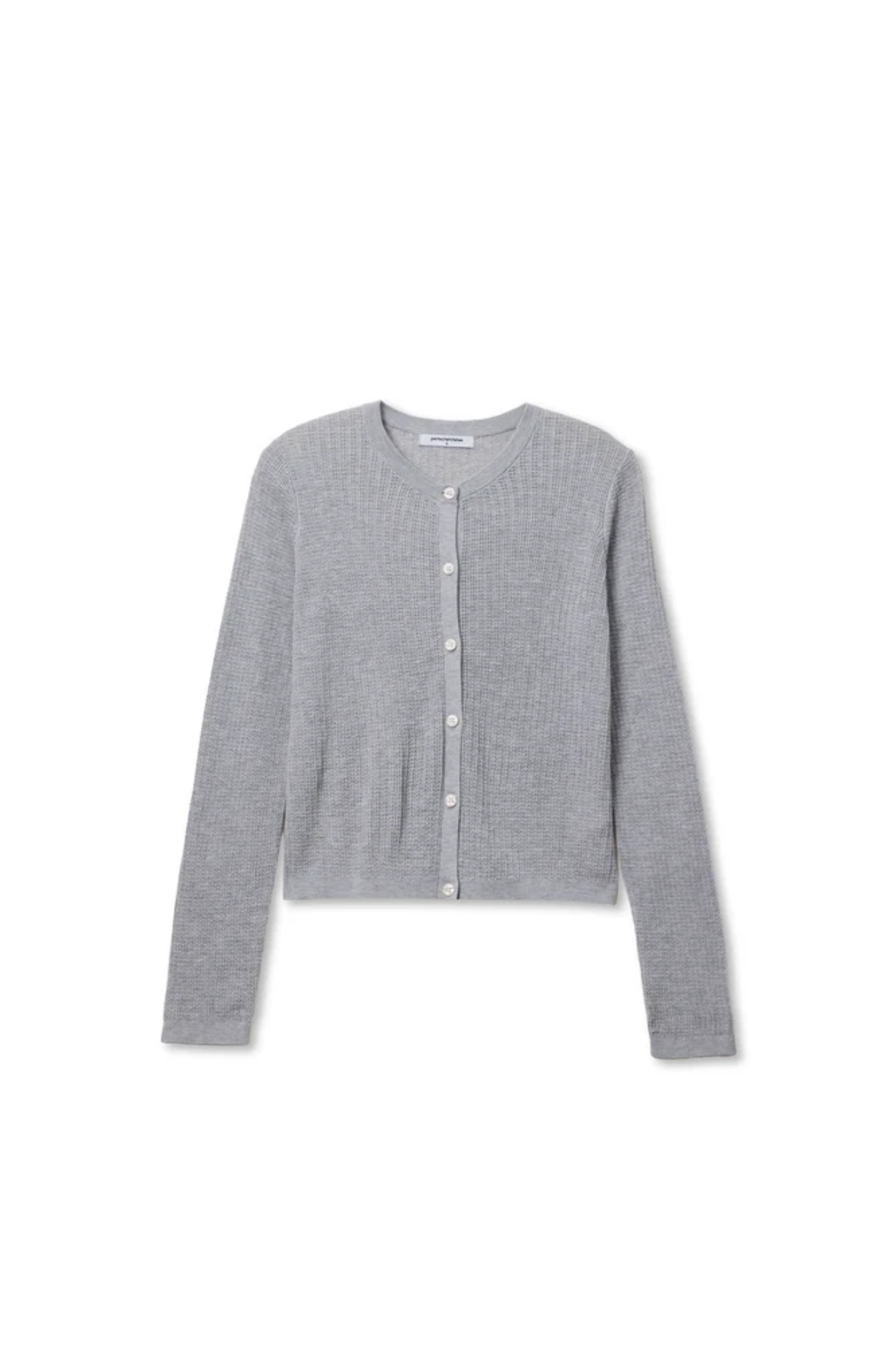 grey cardigan on white background 