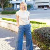 Denim Wide Leg with Stitch Detail