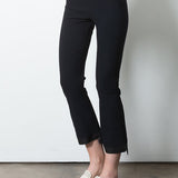 Leather Step Hem Cropped Flare Tech Stretch Leggings, Olga Core