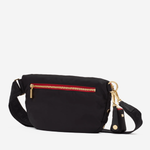 Large structured crossbody bag in a neutral tone featuring an adjustable strap and polished hardware.