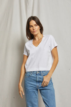 Perfect White Tee - Women - Frankie Ringspun Cotton Vneck Tee