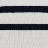 Close-up of a white fabric with black horizontal stripes