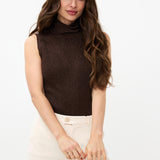 Sleeveless Lurex Turtleneck Sweater