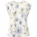 Sleeveless top with floral pattern on a white background