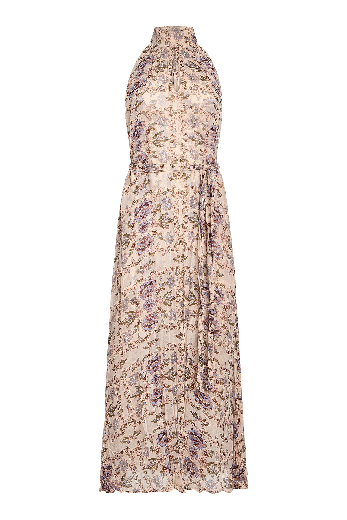 halter maxi dress on white background 
