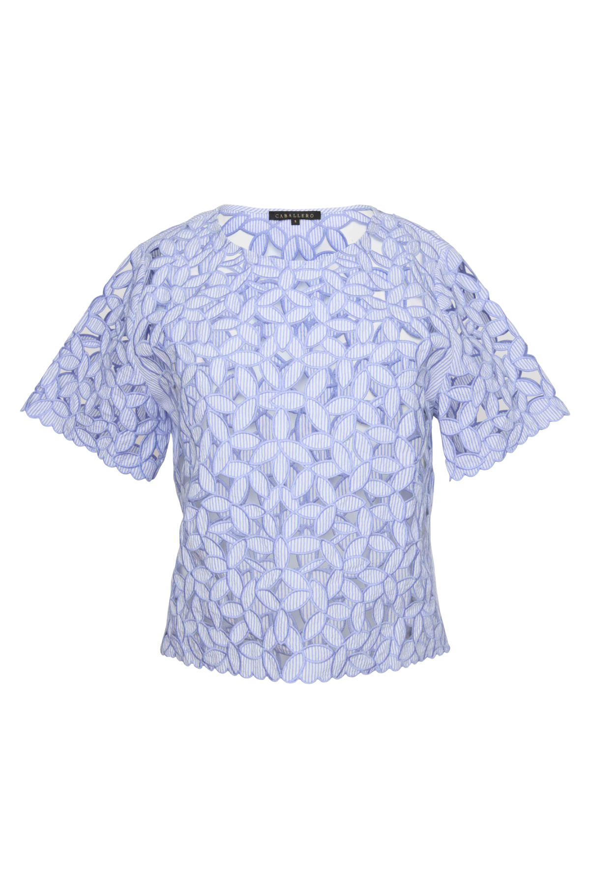 Light blue floral blouse on a white background