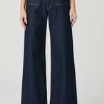 Women's Anessa wide-leg jeans in Amora wash featuring a 31-inch inseam and welt stitch-through pockets.