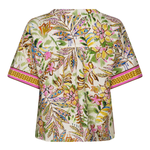 back of printed blouse on white background 