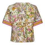 back of printed blouse on white background 
