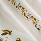 Close-up of floral embroidery on fabric