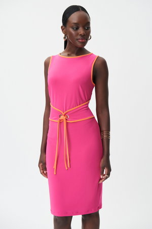 Pink Sleeveless Dress with Orange Piping