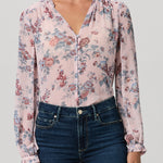 Silk floral blouse with long sleeves