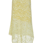 yellow lace midi skirt on white background 