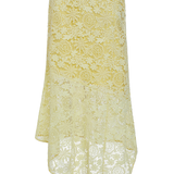 yellow lace midi skirt on white background 