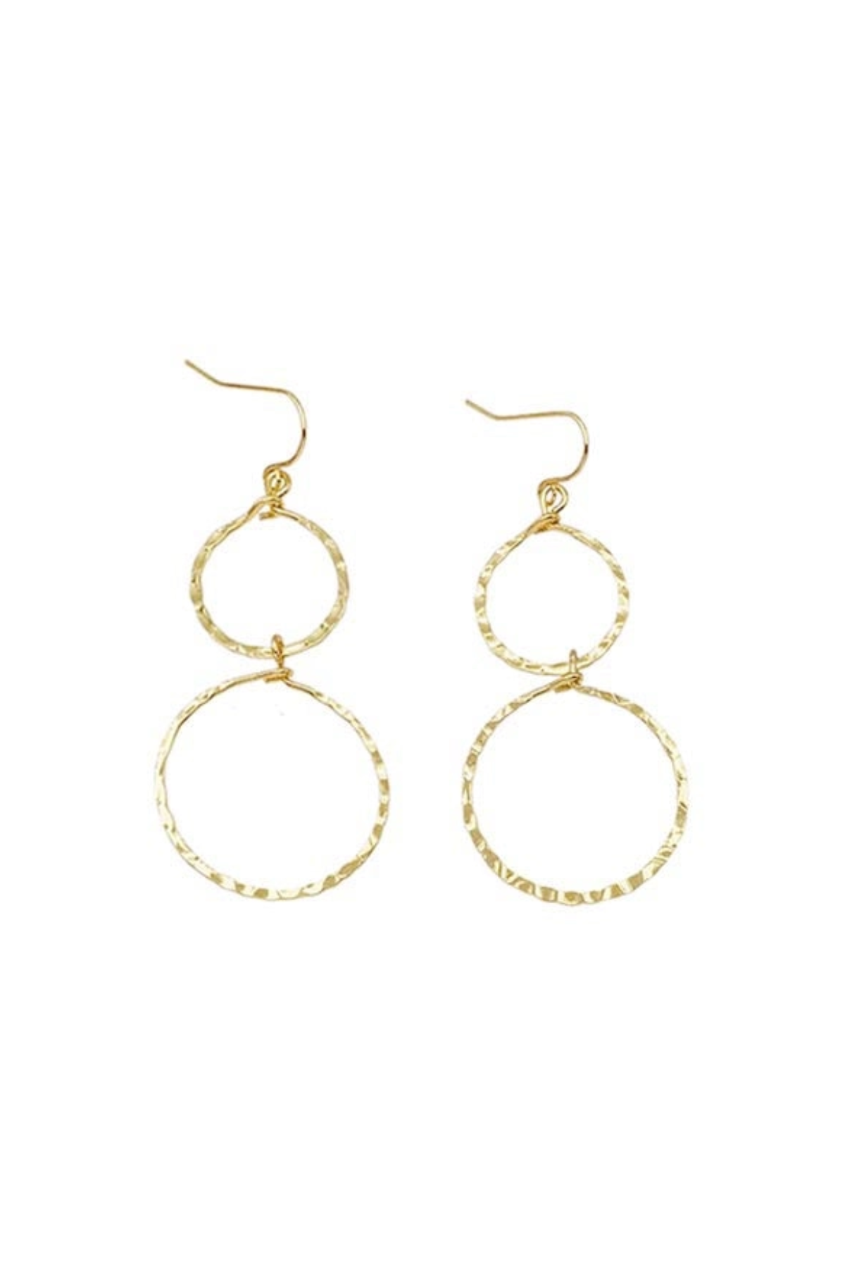 Gold hoop earrings on a white background