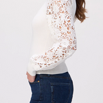 lace detail blouse on white background 