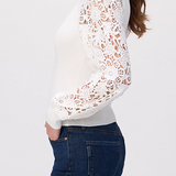 lace detail blouse on white background 