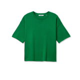 Green t-shirt on a light gray background