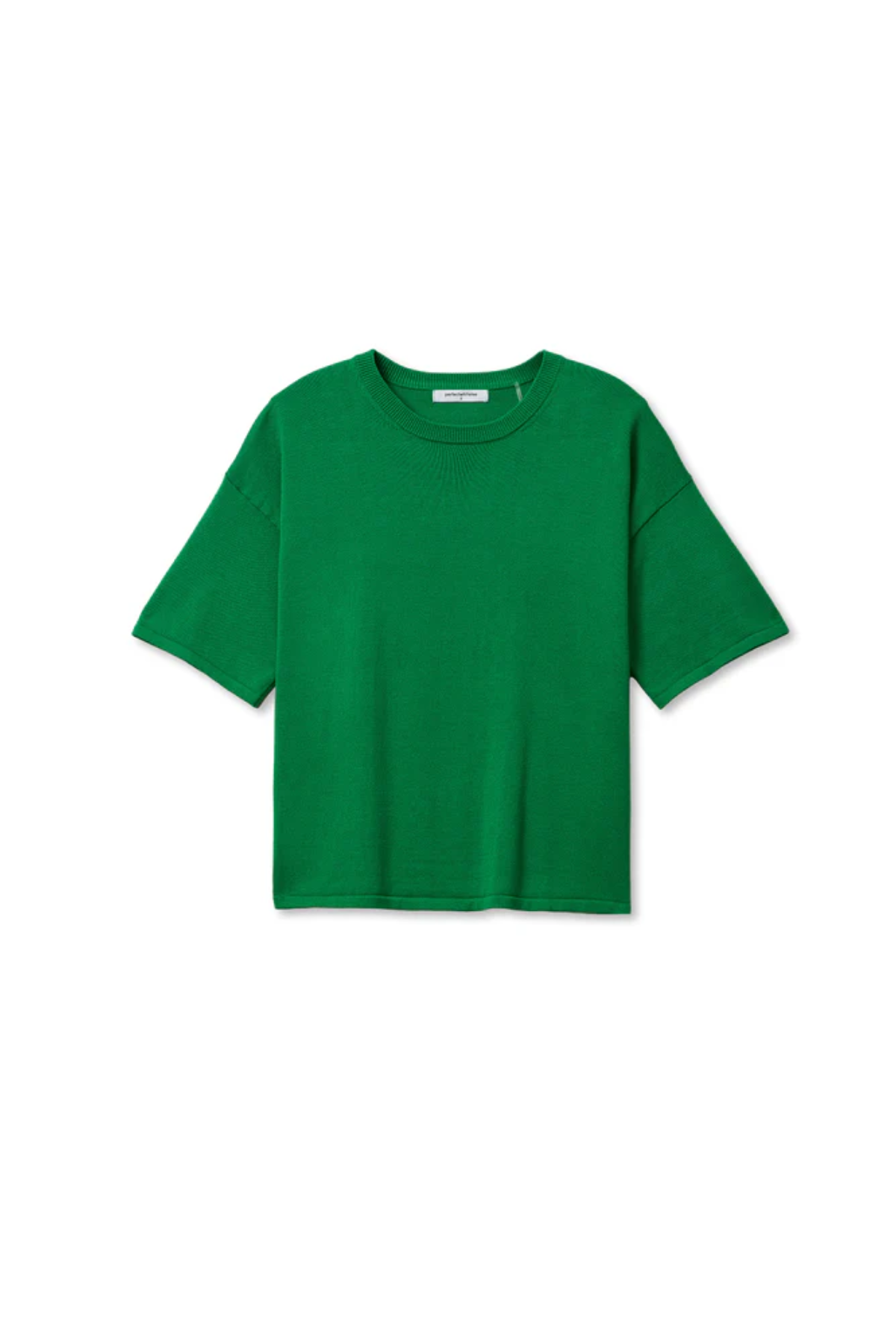 Green t-shirt on a light gray background