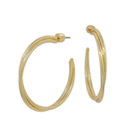 Gold hoop earrings on a white background