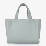 light blue mini tote on white background 