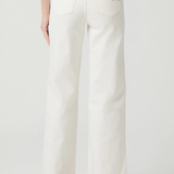 Person wearing white pants on a plain background