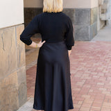 Black 3/4 Sleeve Sweater Top Dress