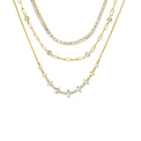 Triple Layer Link Chain Tennis Necklace