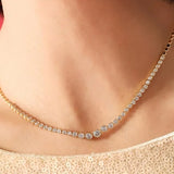 Bezel Set Cz Graduated Tennis Necklace
