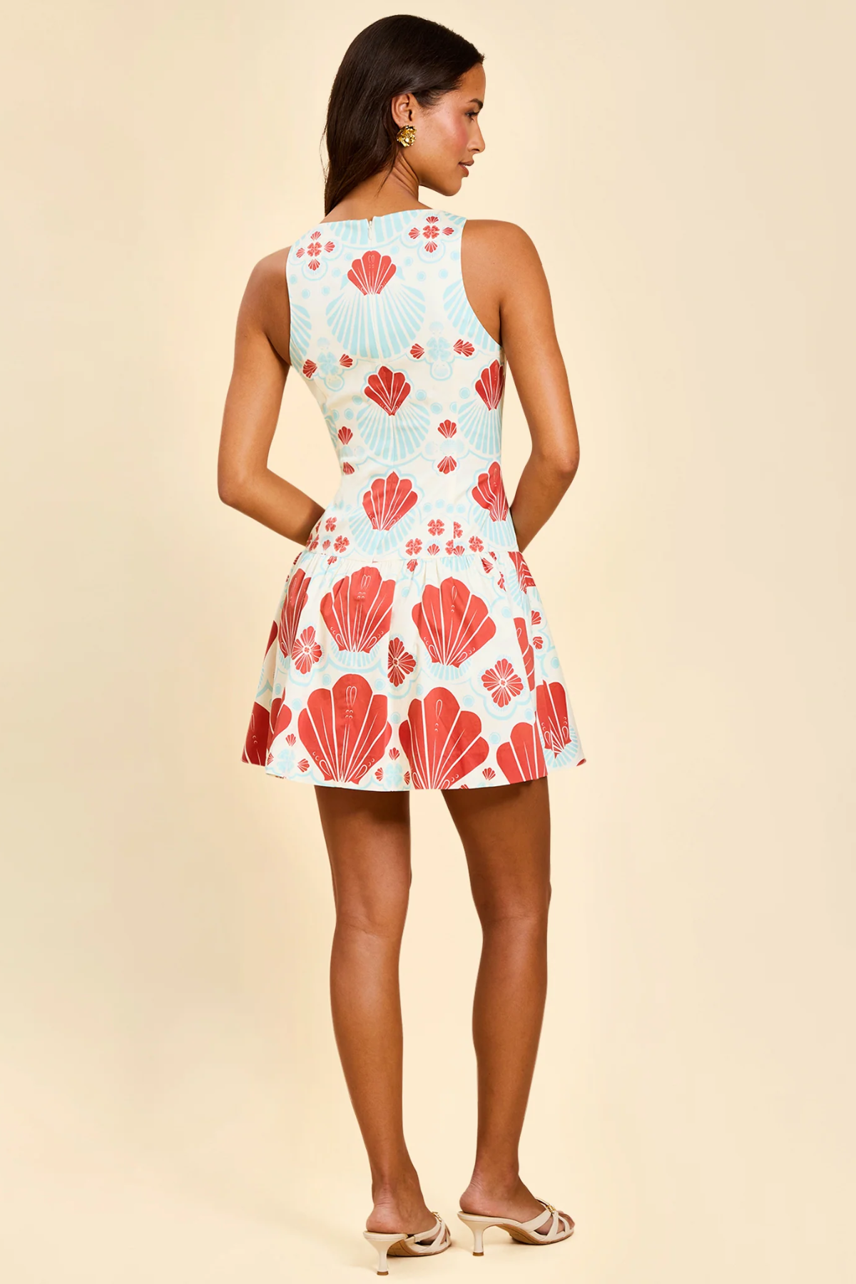 printed happy hour mini dress back view