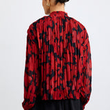 Long Sleeved Pleated Smocked Button Down